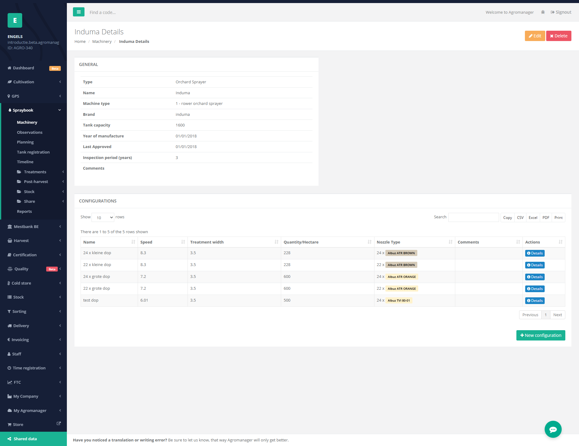 Screenshot Maschinendetails