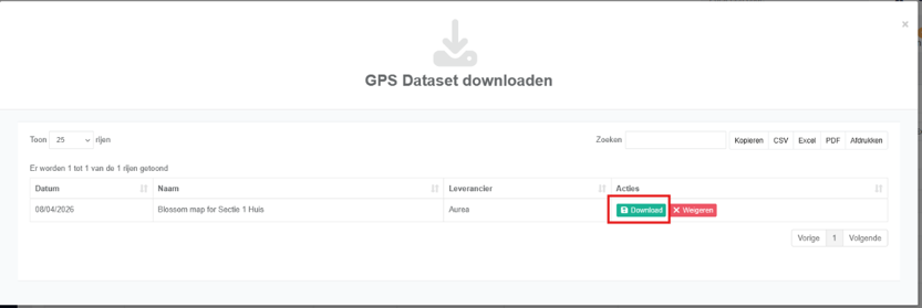 Download an Aurea dataset in Agromanager