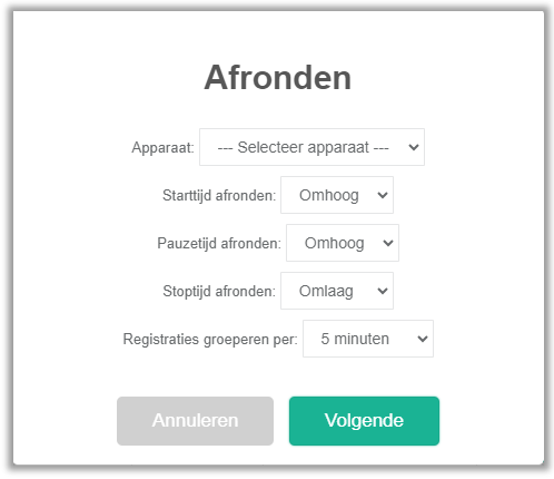 Instellingen voor het afronden van uurregistraties
